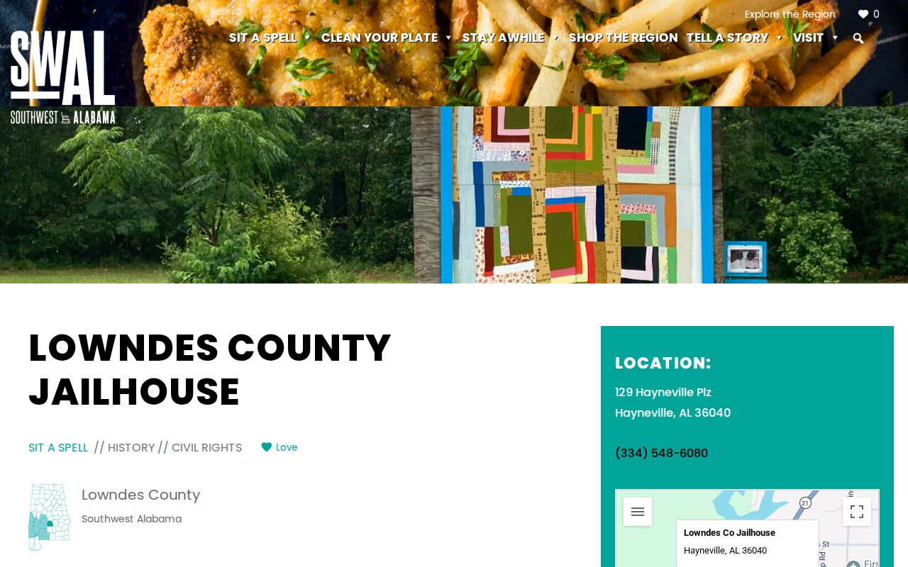 Historic Lowndes County Jailhouse source page screenshot